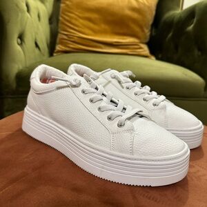 Roxy White Vegan Leather Platform Slip On Shoes